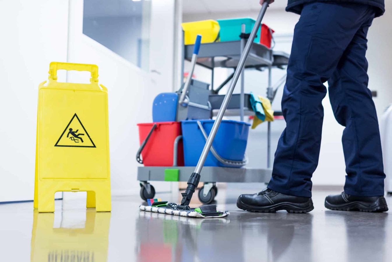 Cleaning team at work in a Nairobi office